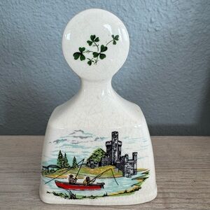 Vintage Carrigaline Pottery Handpainted Shamrock Bell